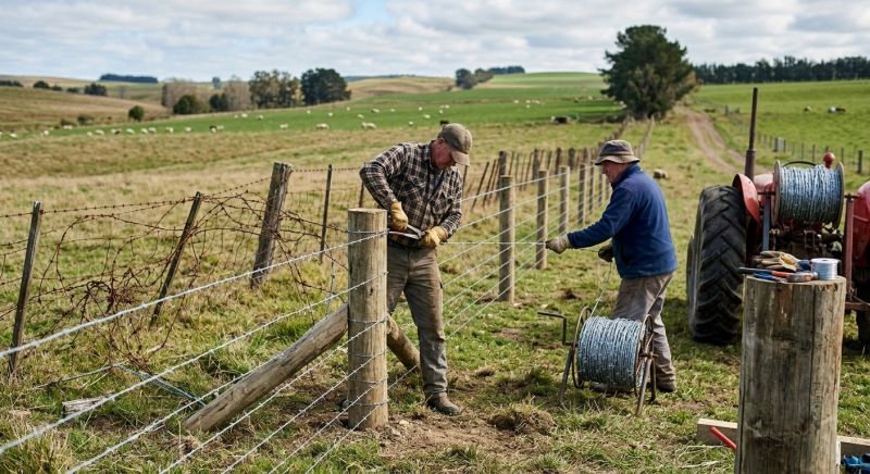 Barbed Wire Fence Installation